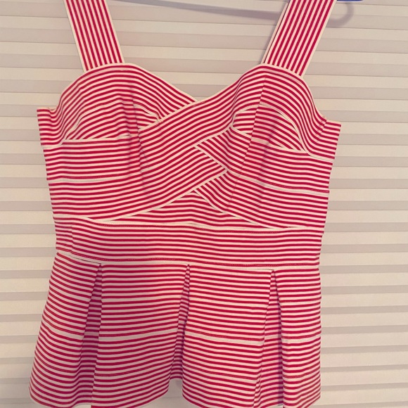 HD in Paris Tops - Darling red and white vintage style peplum top